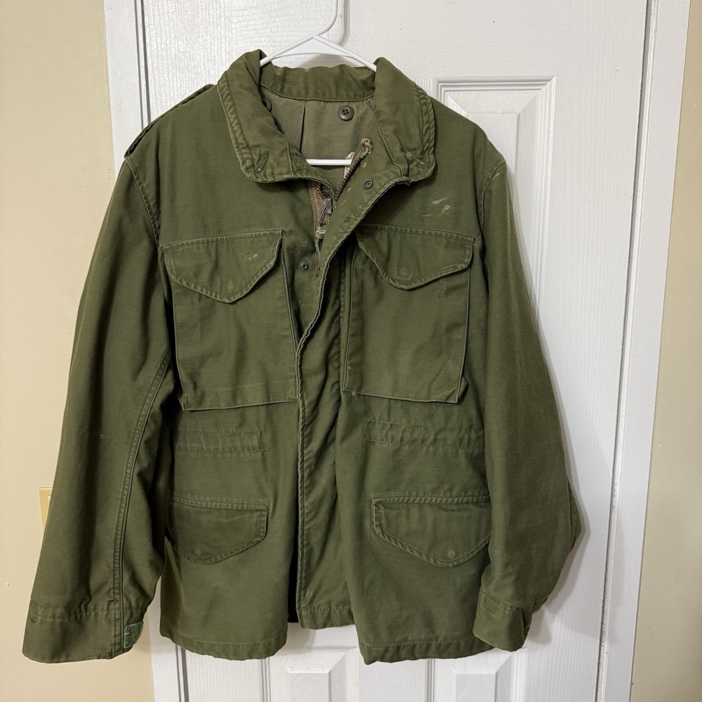 Vintage US Army M-65 Field Jacket Men Olive Green Military Coat 1980 OG 107